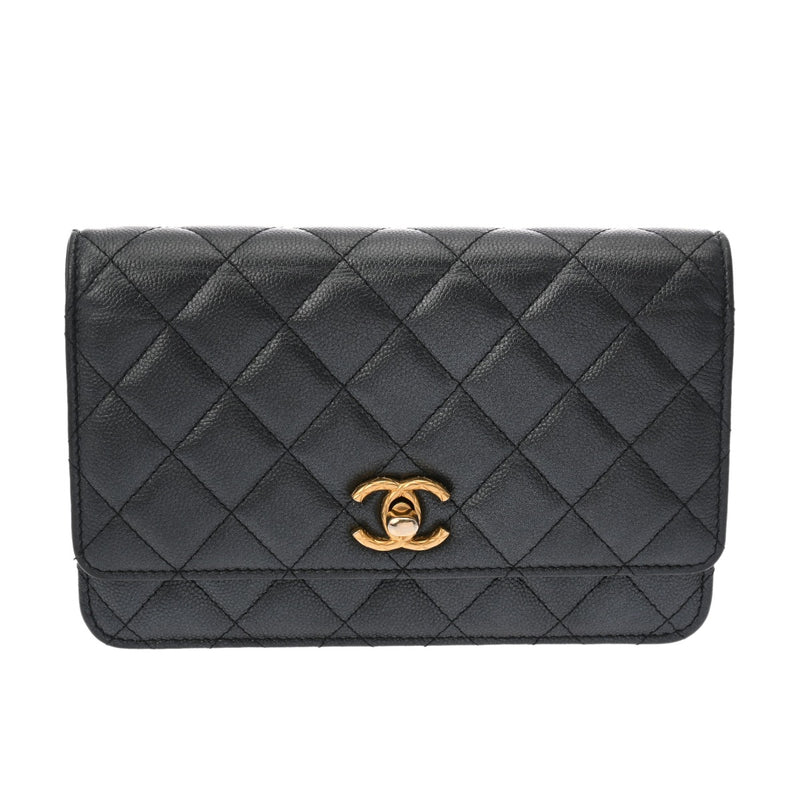 CHANEL シャネル マトラッセ チェーンウォレット  ガンメタ A33814 レディース キャビアスキン ショルダーバッグ ABランク 中古 銀蔵