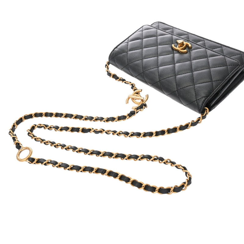 CHANEL シャネル マトラッセ チェーンウォレット  ガンメタ A33814 レディース キャビアスキン ショルダーバッグ ABランク 中古 銀蔵