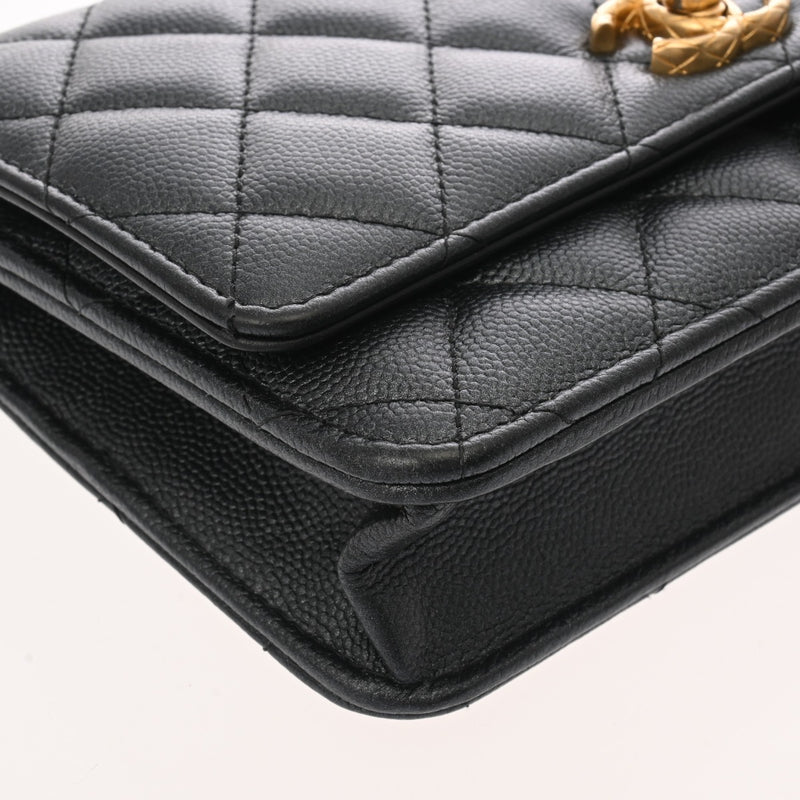 CHANEL シャネル マトラッセ チェーンウォレット  ガンメタ A33814 レディース キャビアスキン ショルダーバッグ ABランク 中古 銀蔵