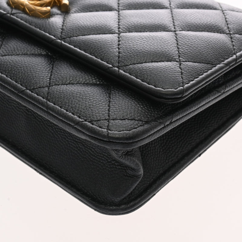 CHANEL シャネル マトラッセ チェーンウォレット  ガンメタ A33814 レディース キャビアスキン ショルダーバッグ ABランク 中古 銀蔵