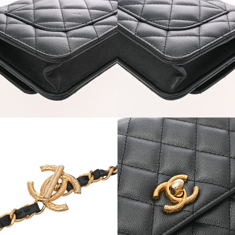 CHANEL シャネル マトラッセ チェーンウォレット  ガンメタ A33814 レディース キャビアスキン ショルダーバッグ ABランク 中古 銀蔵