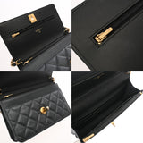 CHANEL シャネル マトラッセ チェーンウォレット  ガンメタ A33814 レディース キャビアスキン ショルダーバッグ ABランク 中古 銀蔵