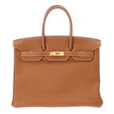 HERMES エルメス バーキン 35 ゴールド □J刻印(2006年頃) ユニセックス トゴ ハンドバッグ Aランク 中古 銀蔵
