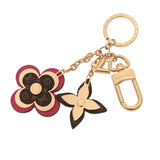 LOUIS VUITTON ルイヴィトン ブルーミングフラワー ブラウン/ピンク ゴールド金具 M63084 ユニセックス レザー GP キーホルダー Aランク 中古 銀蔵
