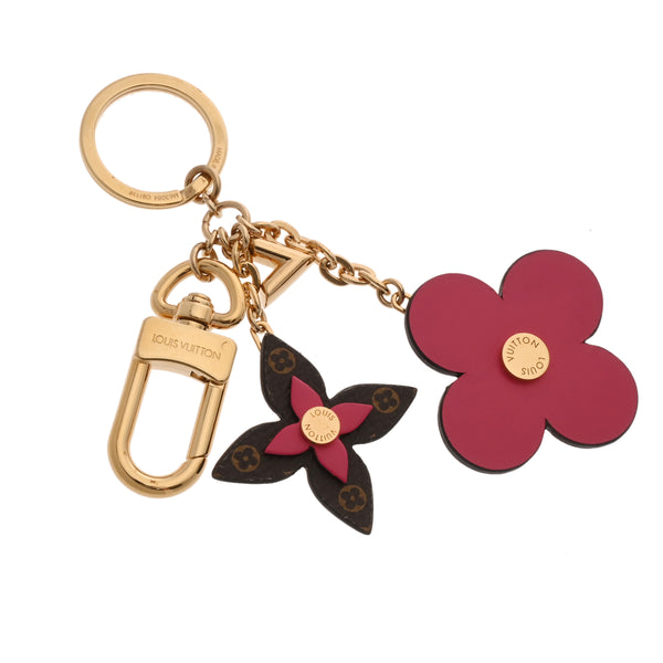 LOUIS VUITTON ルイヴィトン ブルーミングフラワー ブラウン/ピンク ゴールド金具 M63084 ユニセックス レザー GP キーホルダー Aランク 中古 銀蔵