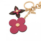 LOUIS VUITTON ルイヴィトン ブルーミングフラワー ブラウン/ピンク ゴールド金具 M63084 ユニセックス レザー GP キーホルダー Aランク 中古 銀蔵