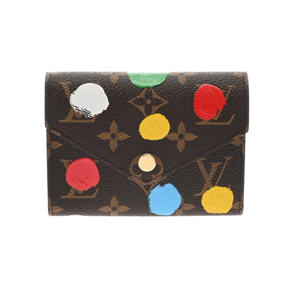 LOUIS VUITTON ルイヴィトン モノグラム ポルトフォイユヴィクトリーヌ 草間彌生コラボ ブラウン M81865 ユニセックス モノグラムキャンバス 三つ折り財布 新同 中古 銀蔵