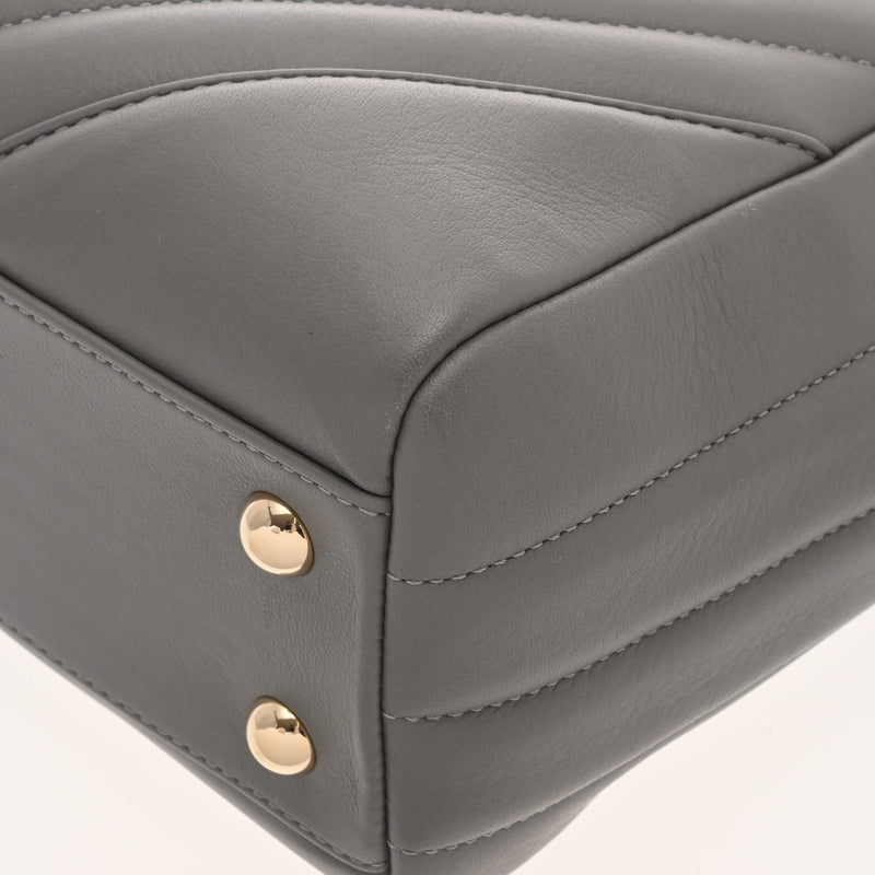 CHANEL シャネル Vステッチ チェーントート グレー A91642 レディース レザー トートバッグ ABランク 中古 銀蔵