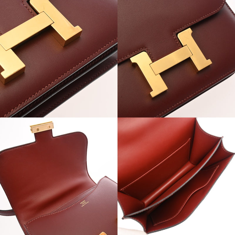 HERMES エルメス コンスタンス3 ミニ 18 ルージュアッシュ D刻印(2019年頃) レディース ボックスカーフ ショルダーバッグ ABランク 中古 銀蔵