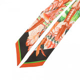 HERMES エルメス ツイリー DANSE PACIFIQUE オレンジ系 レディース シルク100％ スカーフ 新同 中古 銀蔵