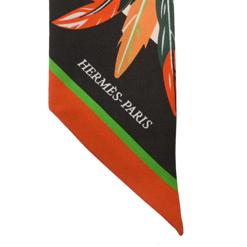 HERMES エルメス ツイリー DANSE PACIFIQUE オレンジ系 レディース シルク100％ スカーフ 新同 中古 銀蔵
