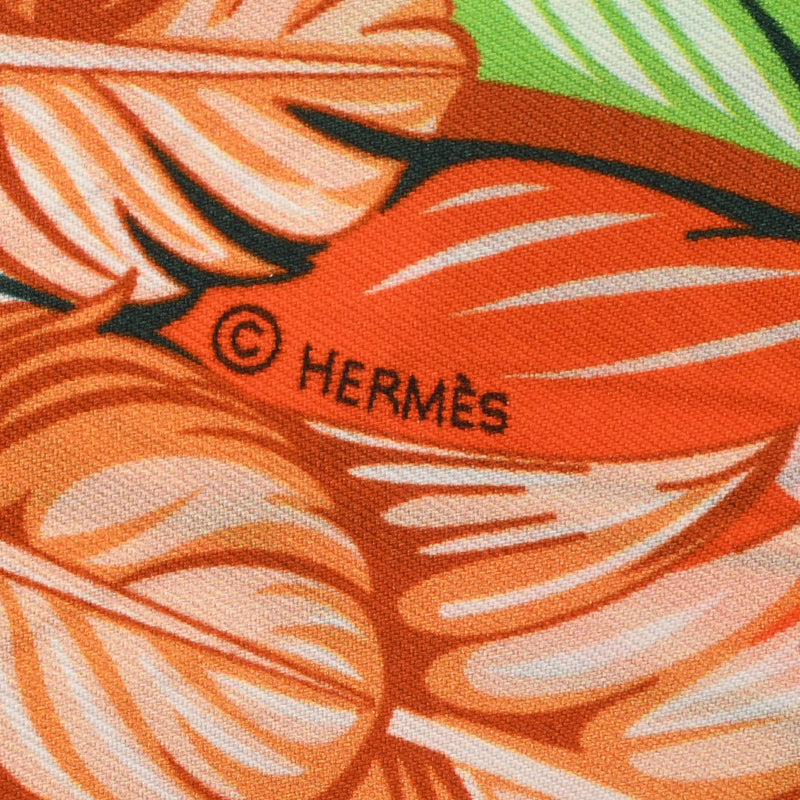 HERMES エルメス ツイリー DANSE PACIFIQUE オレンジ系 レディース シルク100％ スカーフ 新同 中古 銀蔵