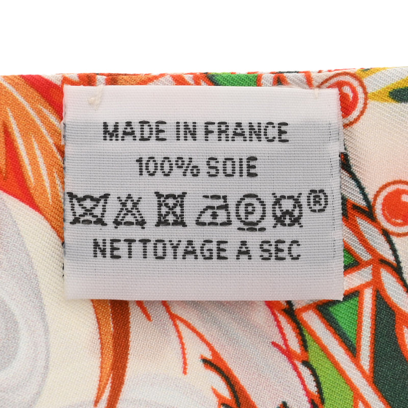 HERMES エルメス ツイリー DANSE PACIFIQUE オレンジ系 レディース シルク100％ スカーフ 新同 中古 銀蔵
