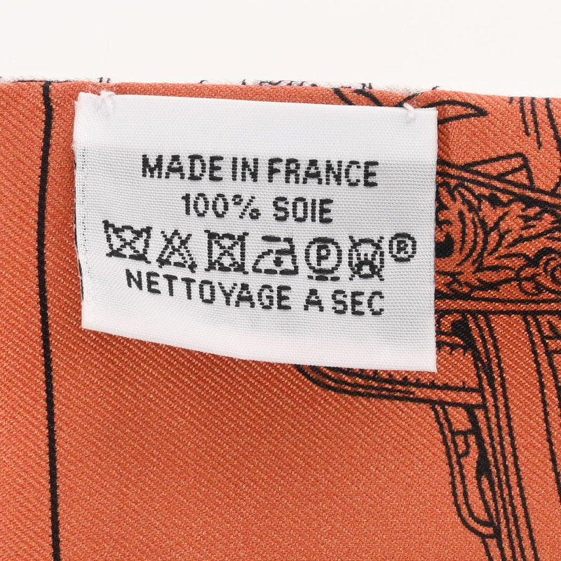 HERMES エルメス ツイリー BRIDES DE GALA オレンジ/ホワイト 063940S レディース シルク100％ スカーフ 新同 中古 銀蔵