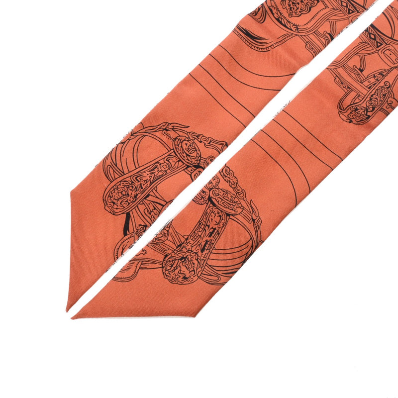 HERMES エルメス ツイリー BRIDES DE GALA オレンジ/ホワイト 063940S レディース シルク100％ スカーフ 新同 中古 銀蔵