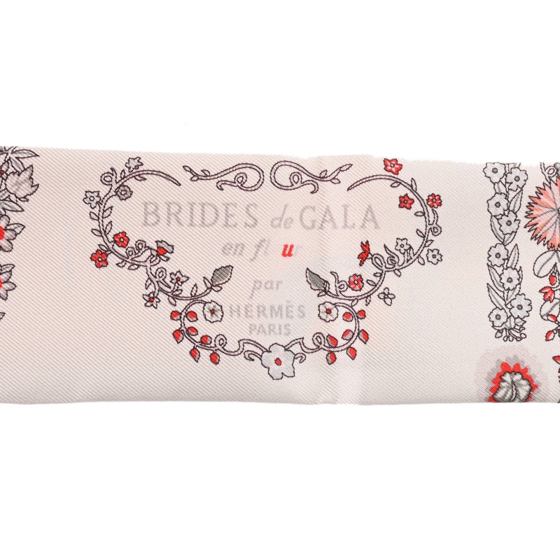 HERMES エルメス ツイリー BRIDES DE GALA オレンジ/ホワイト 063940S レディース シルク100％ スカーフ 新同 中古 銀蔵