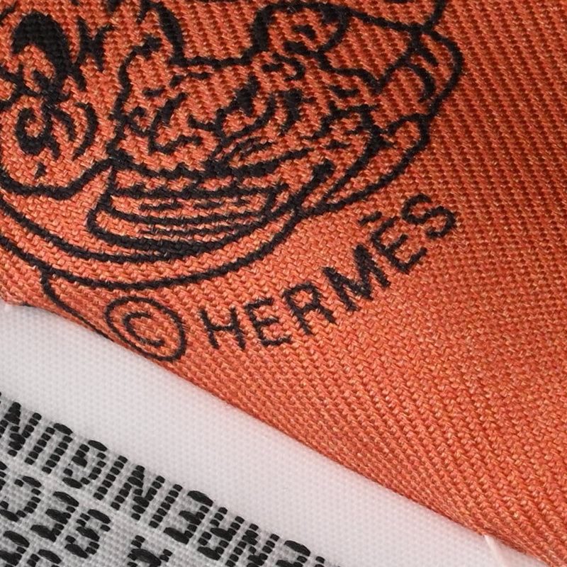 HERMES エルメス ツイリー BRIDES DE GALA オレンジ/ホワイト 063940S レディース シルク100％ スカーフ 新同 中古 銀蔵