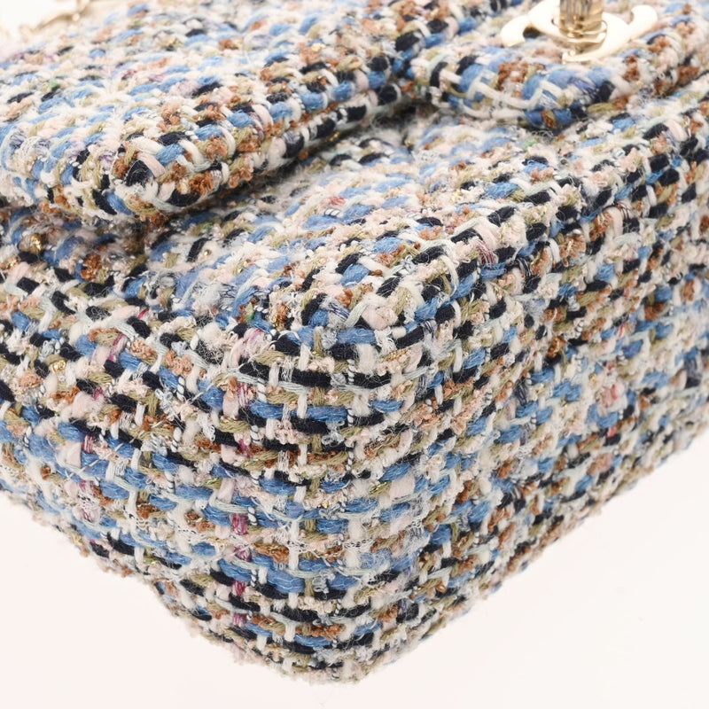 CHANEL シャネル マトラッセ ミニクラシック 20cm ブルー系マルチカラー A69900 レディース ツイード ショルダーバッグ Aランク 中古 銀蔵