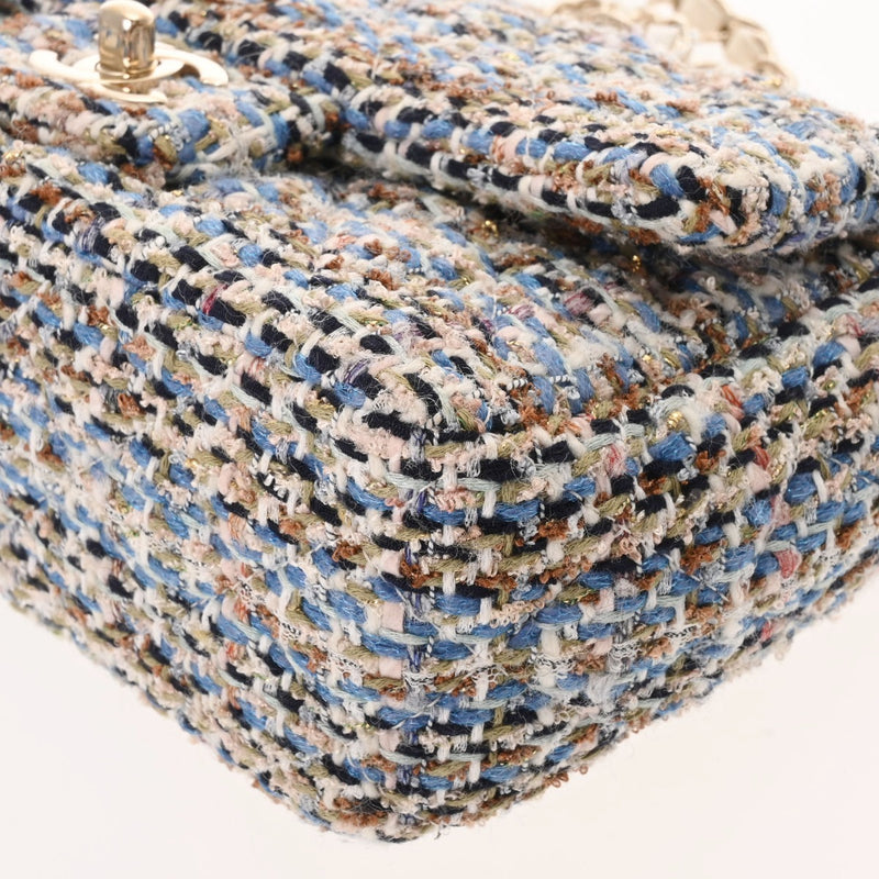CHANEL シャネル マトラッセ ミニクラシック 20cm ブルー系マルチカラー A69900 レディース ツイード ショルダーバッグ Aランク 中古 銀蔵