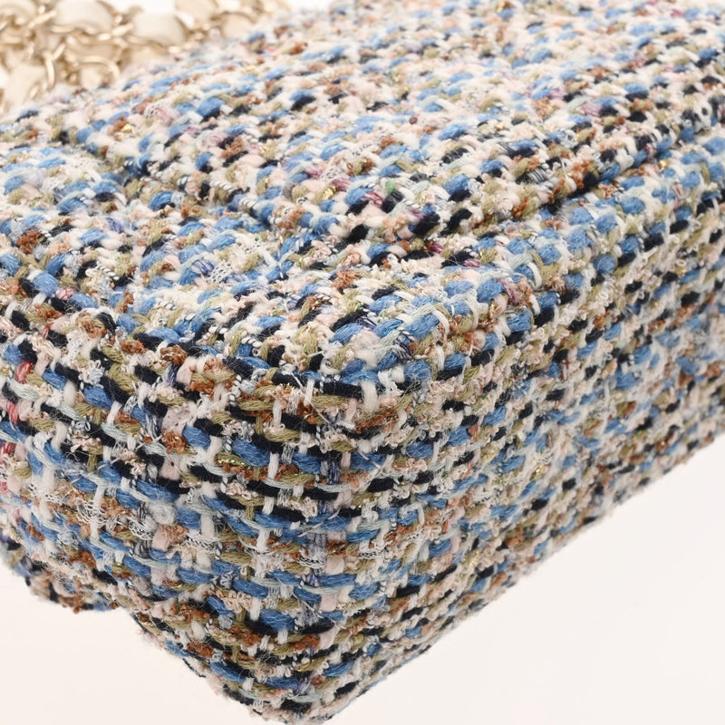 CHANEL シャネル マトラッセ ミニクラシック 20cm ブルー系マルチカラー A69900 レディース ツイード ショルダーバッグ Aランク 中古 銀蔵