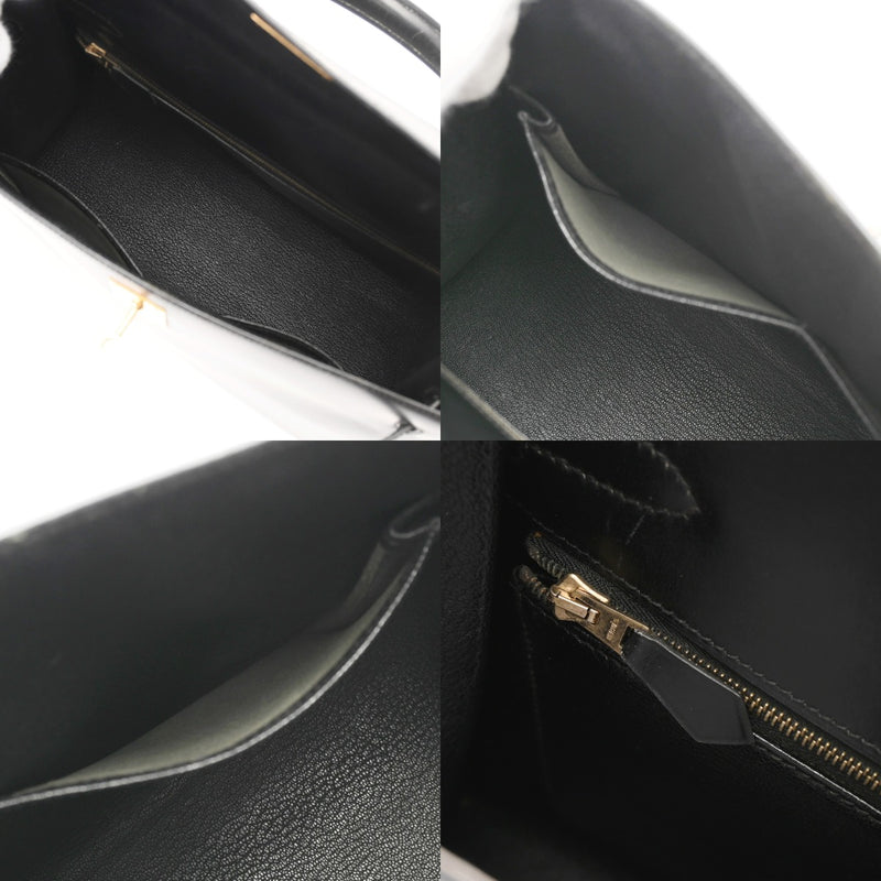 HERMES エルメス ケリー 32 外縫い 2WAY ブラック □B刻印(1998年頃) レディース ボックスカーフ ハンドバッグ ABランク 中古 銀蔵