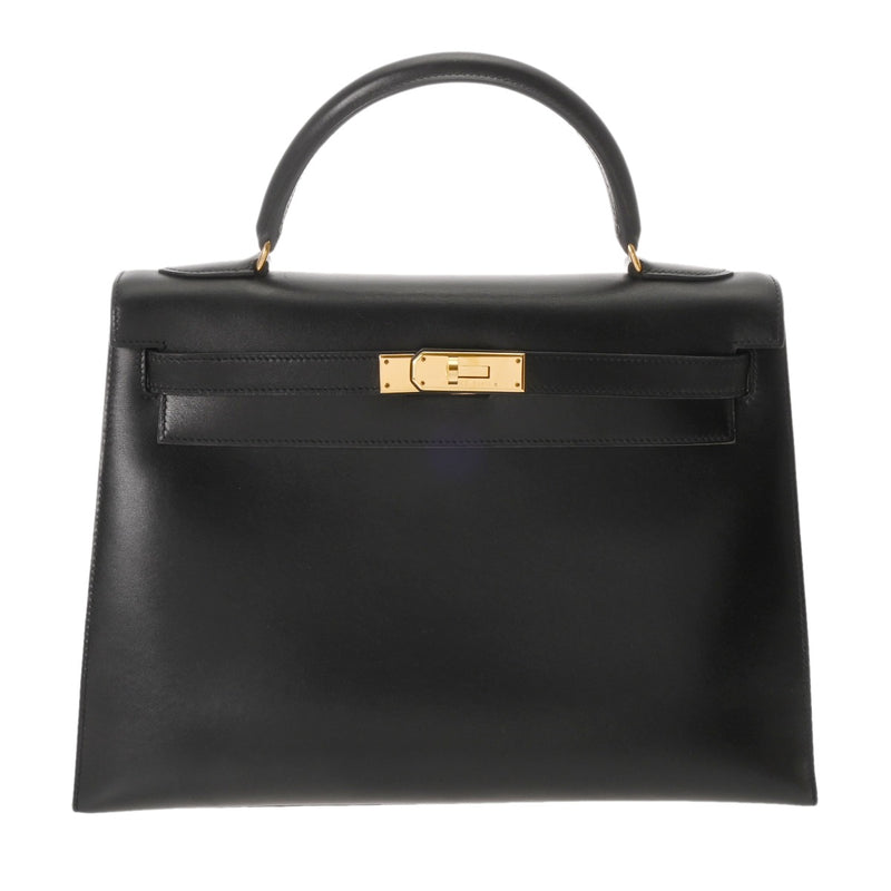 HERMES エルメス ケリー 32 外縫い 2WAY ブラック □B刻印(1998年頃) レディース ボックスカーフ ハンドバッグ ABランク 中古 銀蔵