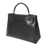 HERMES エルメス ケリー 32 外縫い 2WAY ブラック □B刻印(1998年頃) レディース ボックスカーフ ハンドバッグ ABランク 中古 銀蔵