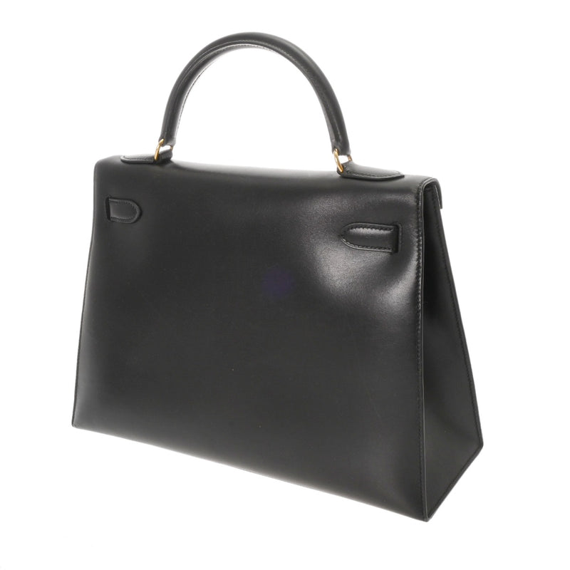 HERMES エルメス ケリー 32 外縫い 2WAY ブラック □B刻印(1998年頃) レディース ボックスカーフ ハンドバッグ ABランク 中古 銀蔵