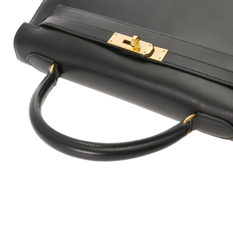 HERMES エルメス ケリー 32 外縫い 2WAY ブラック □B刻印(1998年頃) レディース ボックスカーフ ハンドバッグ ABランク 中古 銀蔵