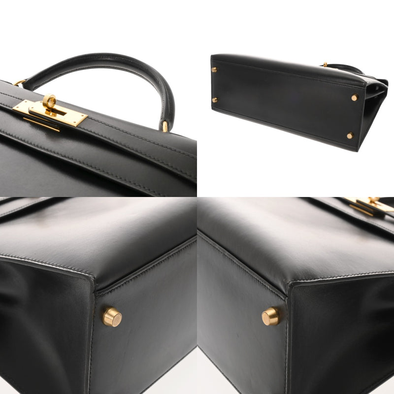 HERMES エルメス ケリー 32 外縫い 2WAY ブラック □B刻印(1998年頃) レディース ボックスカーフ ハンドバッグ ABランク 中古 銀蔵