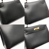 HERMES エルメス ケリー 32 外縫い 2WAY ブラック □B刻印(1998年頃) レディース ボックスカーフ ハンドバッグ ABランク 中古 銀蔵