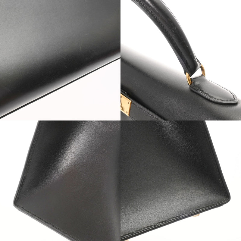 HERMES エルメス ケリー 32 外縫い 2WAY ブラック □B刻印(1998年頃) レディース ボックスカーフ ハンドバッグ ABランク 中古 銀蔵