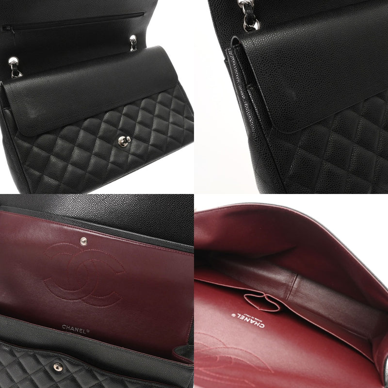 CHANEL シャネル マトラッセ Wフラップ チェーンショルダー 33cm ブラック A58601 レディース キャビアスキン ショルダーバッグ ABランク 中古 銀蔵