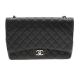 CHANEL シャネル マトラッセ Wフラップ チェーンショルダー 33cm ブラック A58601 レディース キャビアスキン ショルダーバッグ ABランク 中古 銀蔵