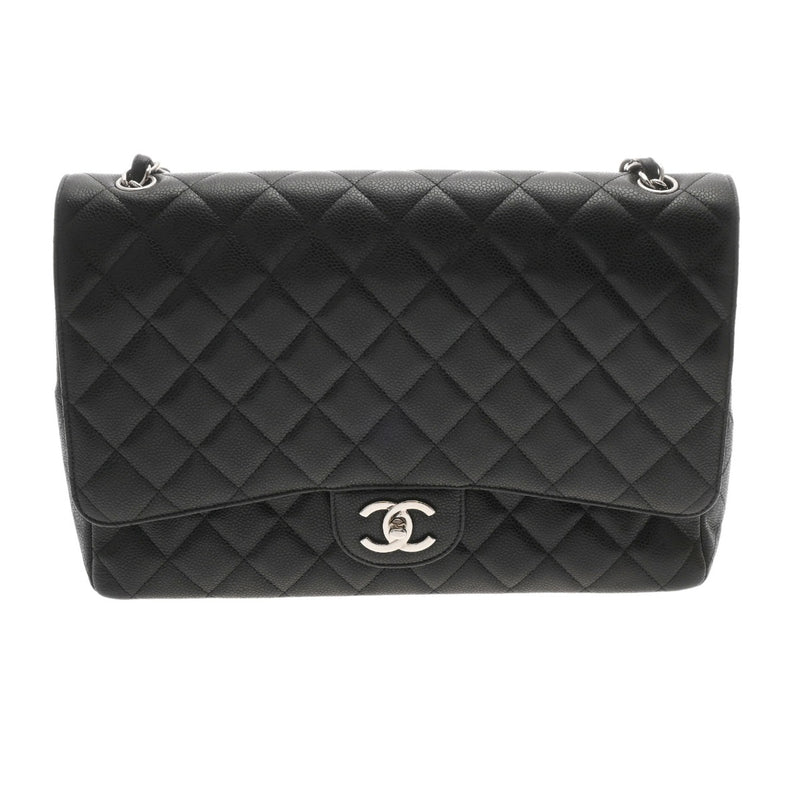 CHANEL シャネル マトラッセ Wフラップ チェーンショルダー 33cm ブラック A58601 レディース キャビアスキン ショルダーバッグ ABランク 中古 銀蔵