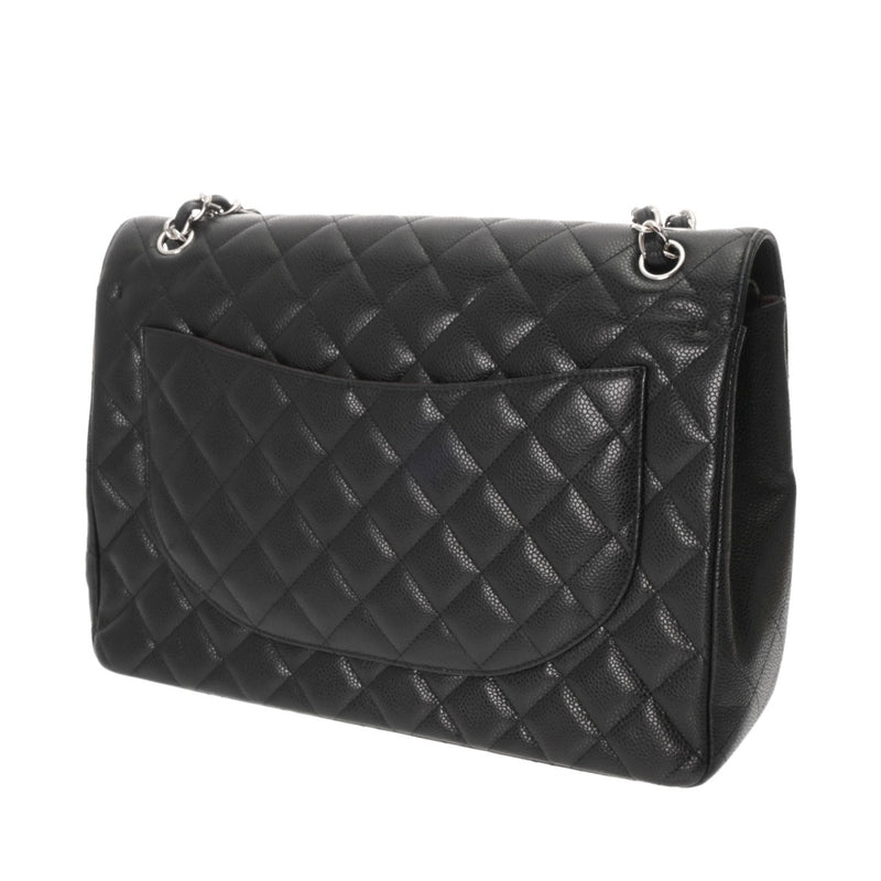 CHANEL シャネル マトラッセ Wフラップ チェーンショルダー 33cm ブラック A58601 レディース キャビアスキン ショルダーバッグ ABランク 中古 銀蔵
