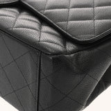 CHANEL シャネル マトラッセ Wフラップ チェーンショルダー 33cm ブラック A58601 レディース キャビアスキン ショルダーバッグ ABランク 中古 銀蔵