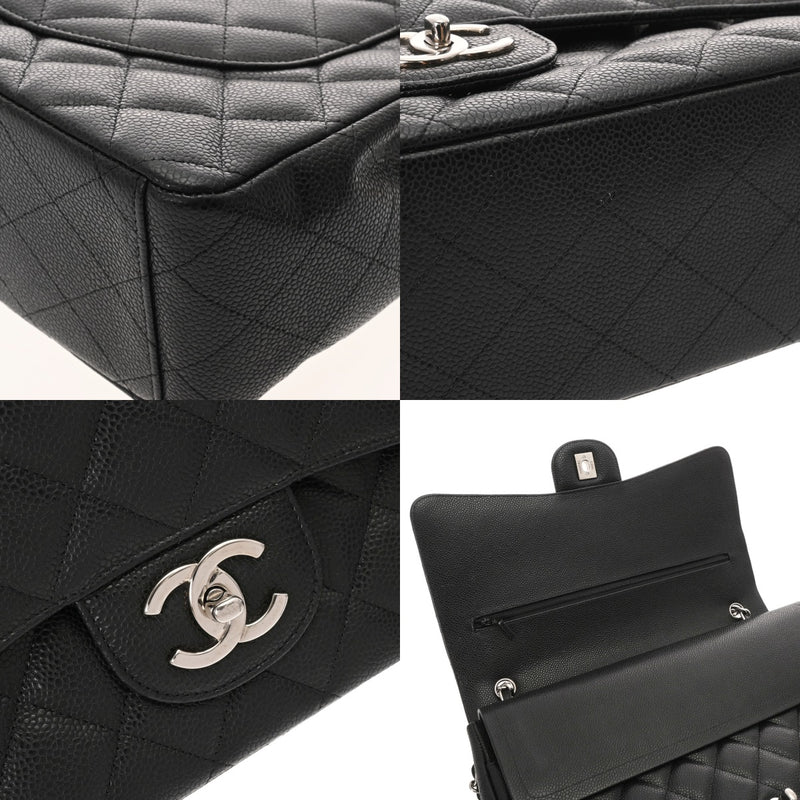 CHANEL シャネル マトラッセ Wフラップ チェーンショルダー 33cm ブラック A58601 レディース キャビアスキン ショルダーバッグ ABランク 中古 銀蔵