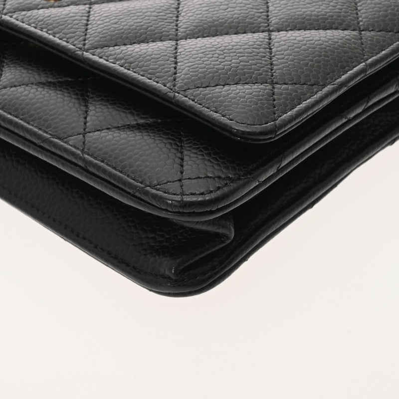 CHANEL シャネル マトラッセ チェーンウォレット  ブラック A33814 レディース キャビアスキン ショルダーバッグ Aランク 中古 銀蔵