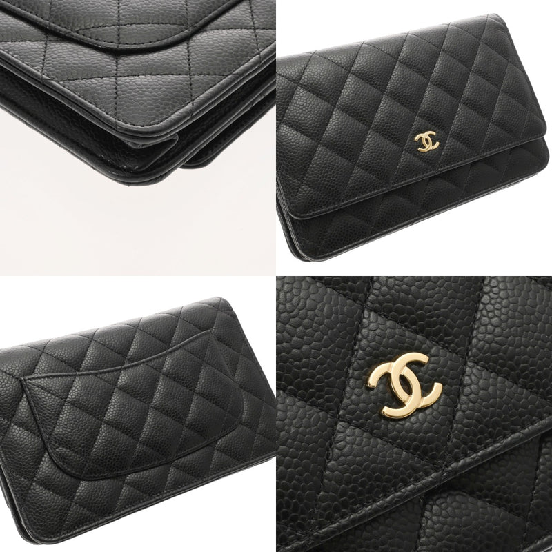 CHANEL シャネル マトラッセ チェーンウォレット  ブラック A33814 レディース キャビアスキン ショルダーバッグ Aランク 中古 銀蔵