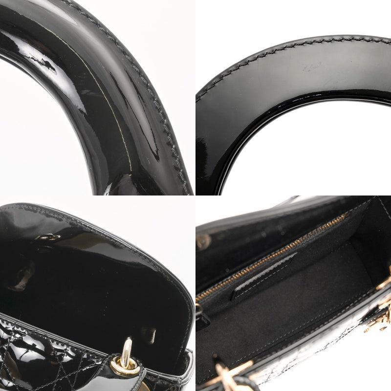 CHRISTIAN DIOR クリスチャンディオール レディディオール バッグ ミニ 2WAY ブラック レディース パテントカーフスキン ハンドバッグ Aランク 中古 銀蔵