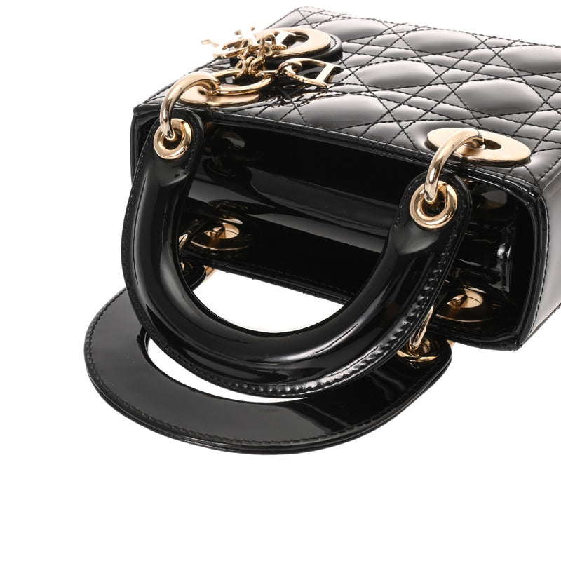 CHRISTIAN DIOR クリスチャンディオール レディディオール バッグ ミニ 2WAY ブラック レディース パテントカーフスキン ハンドバッグ Aランク 中古 銀蔵