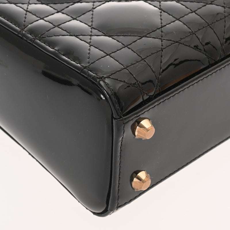 CHRISTIAN DIOR クリスチャンディオール レディディオール バッグ ミニ 2WAY ブラック レディース パテントカーフスキン ハンドバッグ Aランク 中古 銀蔵