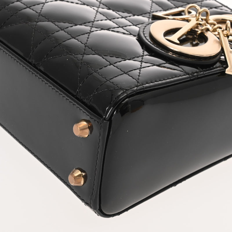 CHRISTIAN DIOR クリスチャンディオール レディディオール バッグ ミニ 2WAY ブラック レディース パテントカーフスキン ハンドバッグ Aランク 中古 銀蔵
