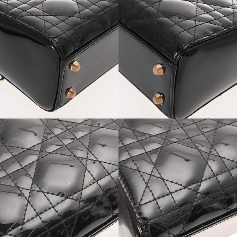 CHRISTIAN DIOR クリスチャンディオール レディディオール バッグ ミニ 2WAY ブラック レディース パテントカーフスキン ハンドバッグ Aランク 中古 銀蔵