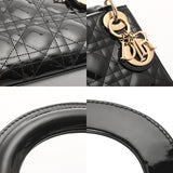 CHRISTIAN DIOR クリスチャンディオール レディディオール バッグ ミニ 2WAY ブラック レディース パテントカーフスキン ハンドバッグ Aランク 中古 銀蔵