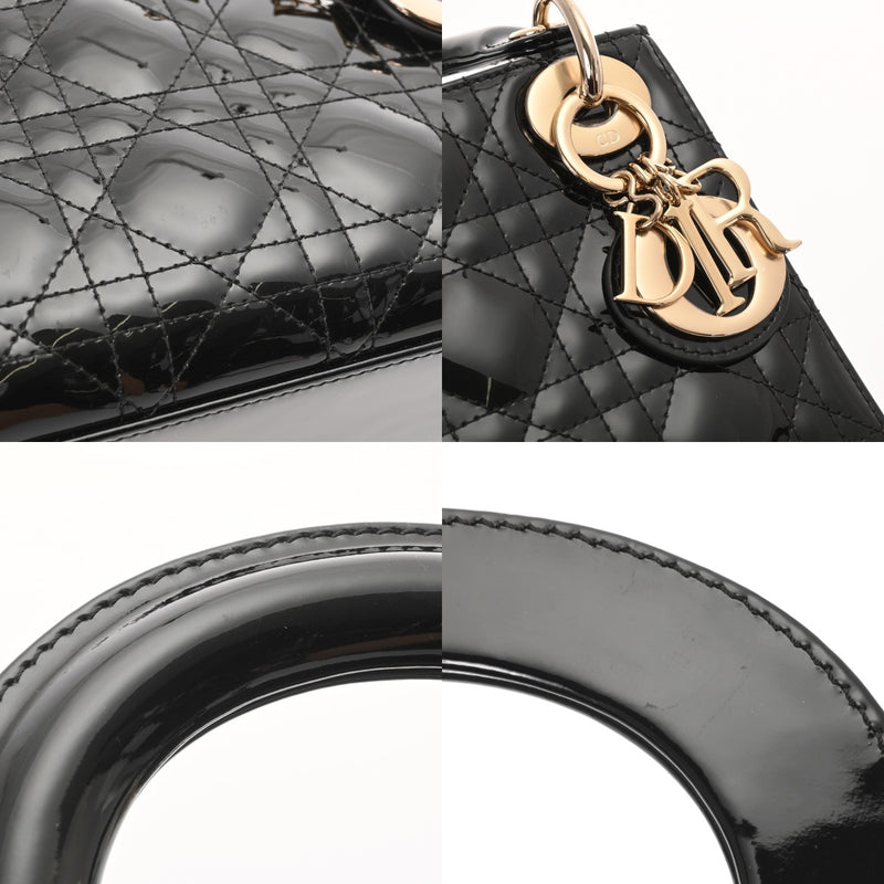 CHRISTIAN DIOR クリスチャンディオール レディディオール バッグ ミニ 2WAY ブラック レディース パテントカーフスキン ハンドバッグ Aランク 中古 銀蔵