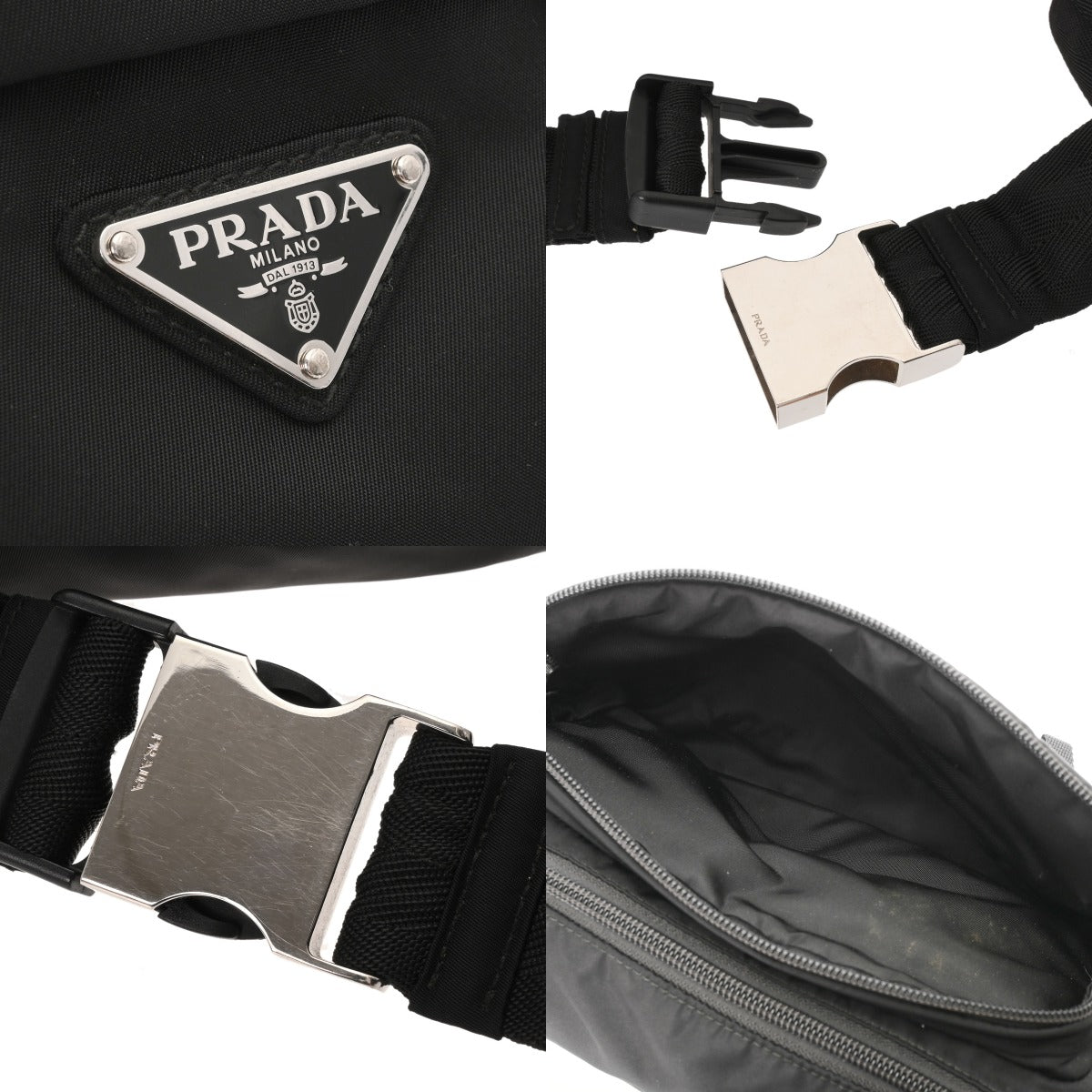 プラダ ウエストバッグ ブラック メンズ ナイロン ボディバッグ