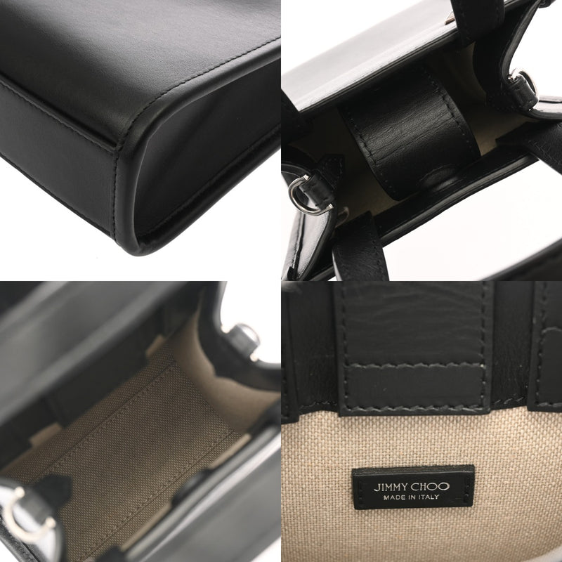 JIMMY CHOO ジミーチュウ トートバッグミニ N/S MININSTOTE ANR 2WAY ブラック レディース カーフ ショルダーバッグ Aランク 中古 銀蔵