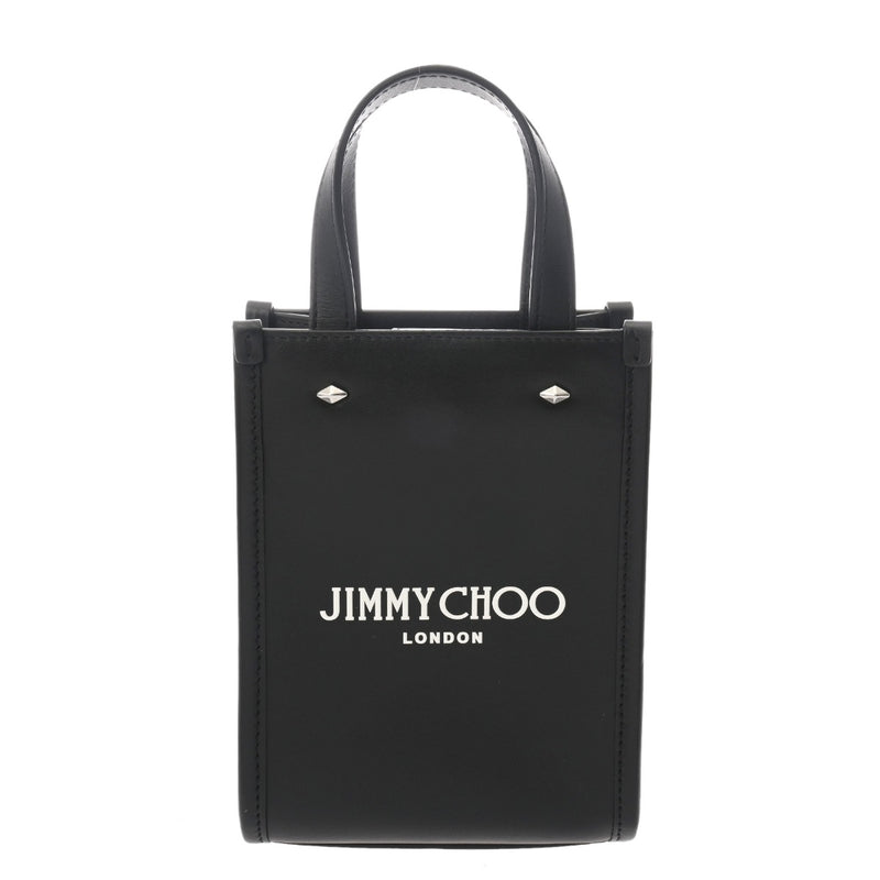 JIMMY CHOO ジミーチュウ トートバッグミニ N/S MININSTOTE ANR 2WAY ブラック レディース カーフ ショルダーバッグ Aランク 中古 銀蔵